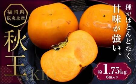 秋のフルーツの王様 ・ ブランド柿 「秋王」 化粧箱 約1.75kg 【2026年10月下旬～11月下旬発送予定】 柿 果物 フルーツ 九州 福岡県 香春町 冷蔵