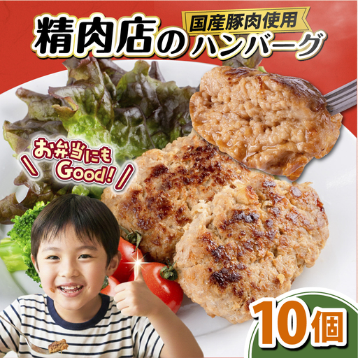 国産豚肉使用 手づくりハンバーグ 10個[AKFH045] ハンバーグ