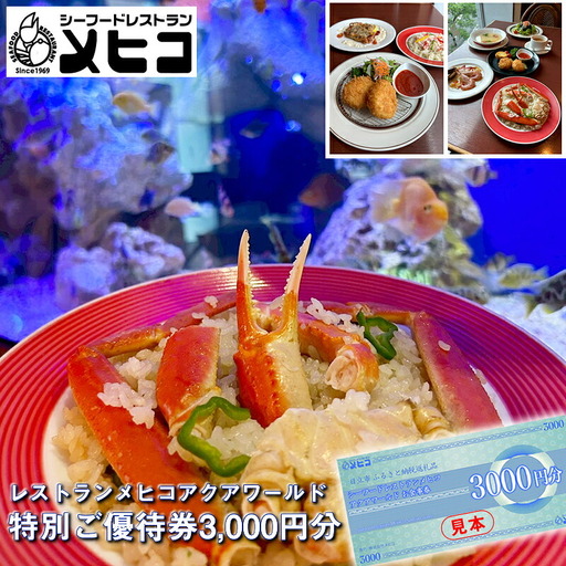 レストランメヒコアクアワールド特別ご優待券3000円分[ お食事券 茨城県 日立市 ]