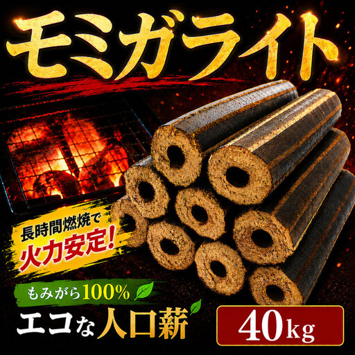 薪 人口薪 もみ殻 モミガライト 40kg キャンプ アウトドア エコ 燃料 備蓄 災害 備蓄燃料 長期保存 送料無料 埼玉県 羽生市