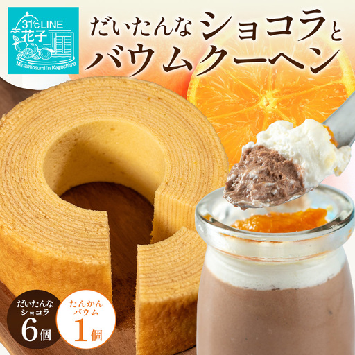 だいたんな！恋するショコラ & バウムセット(だいたんなショコラ6個＋≪極≫たんかんバウム）SH-4| たんかん ソース ムース チョコレートムース ショコラ贅沢 スイーツ フルーツ プリン バウムクーヘン バームクーヘン スイーツ ケーキ 焼き菓子 洋菓子 手作り おしゃれ オリジナル ギフトボックス プレゼント 鹿児島県 南大隅町 31℃LINE花子 