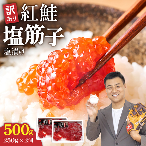 10月配送〉訳あり 紅鮭塩筋子500g (250g×2個入）加藤水産 ひとくち