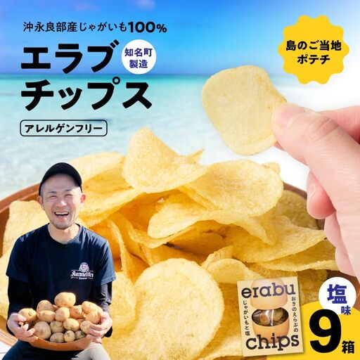 erabu chips （ 塩 ） 9箱 セット C068-001-09 ポテトチップス 菓子 お菓子 アレルゲンフリー