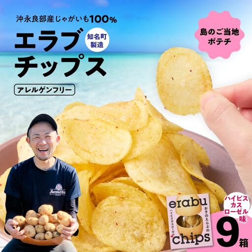 erabu chips （ ハイビスカスローゼル ） 9箱 セット C068-003-09 ポテトチップス 菓子 お菓子 アレルゲンフリー
