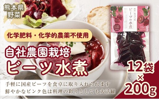自社農園栽培 ビーツ 水煮 2.4kg （200g×12袋） やさい 野菜 ボルシチ 小分け レトルトパウチ 健康 美容 国産 九州 熊本県 あさぎり町