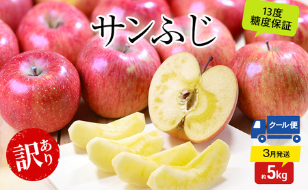 りんご [3月クール便発送] 平均糖度13度以上 訳あり品 家庭用 サンふじ 約 5kg [ 青森りんご ] フルーツ 果物 リンゴ 青森県 デザート ジューシー