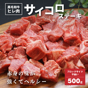 黒毛和牛高級部位 ヒレ肉 ブロックサイド不揃 サイコロステーキ 500g K20_0014_2