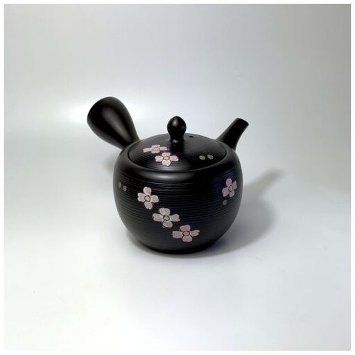 春秋　23号艶黒棗線帯花水木急須　4-596｜陶器 やきもの 焼き物 手作り 職人 春秋窯 鋳込み 丸よ小泉 愛知県 常滑市
