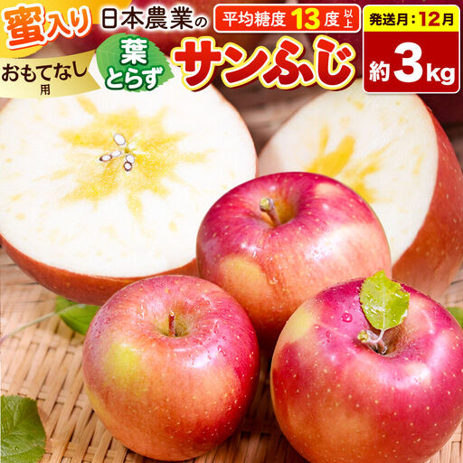 りんご 葉とらず サンふじ おもてなし用 約3kg[12月発送]りんご