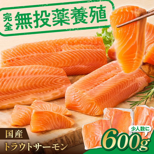 無投薬 国産 トラウトサーモン 小分け 600g以上 刺身用【宗像陸上養殖】_AS1982-00 無投薬 国産 鮭 サーモン 200 600 福岡県宗像市 宗像市 福岡 宗像