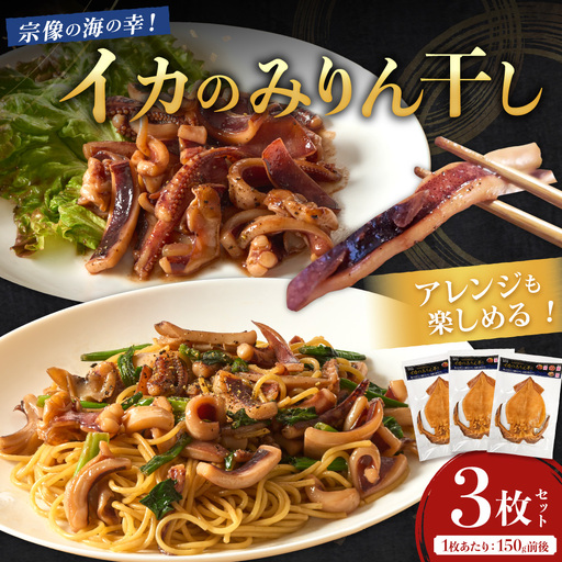 宗像の海の幸!イカのみりん干し3枚セット(1枚あたり:150g前後)[明神丸水産] _HA1782 みりん干し イカ 海の幸 干物 セット 福岡県宗像市 宗像市 福岡 宗像