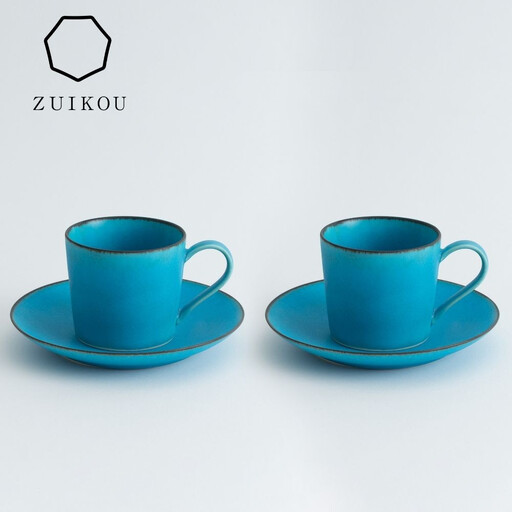 【瑞光窯-ZUIKOU-】カップ&ソーサー ペアセット(ターコイズブルー/青)｜京都 カップ 食器 清水焼	