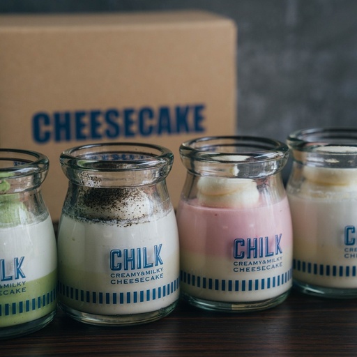 CHILK チルク 瓶入りチーズケーキ 4種4個 詰め合わせ 季節限定フレーバー スイーツ ケーキ ギフト プレゼント 贈り物_0007-006-se8