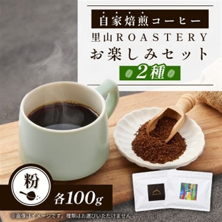 【粉:2種計200g】自家焙煎コーヒー粉(100g×2)　里山ROASTERYお楽しみセット【1695731】