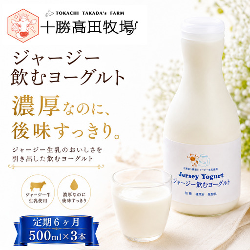 【定期6ヶ月】ジャージー飲むヨーグルト 500ml ×3 SKM028