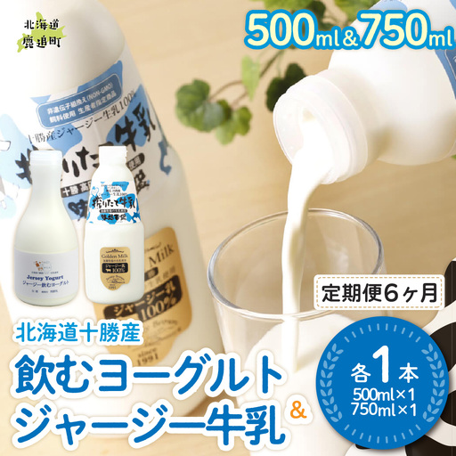 【定期6ヶ月】ジャージー飲むヨーグルト500ml ジャージー牛乳750ml 各1本 SKM064