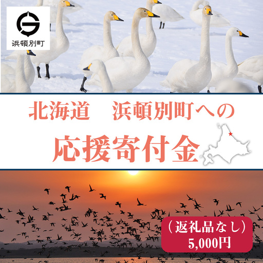 北海道 浜頓別町 ☆応援寄附金☆【返礼品なし】5,000円分 ふるさと納税 寄附のみ