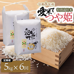 【令和8年産先行予約】【6ヶ月定期便】特別栽培米 つや姫　精米 5kg×6ヶ月　山形県鶴岡市産　愛米て　| 米 こめ コメ 5キロ ブランド米 庄内米 ごはん ご飯 美味しい 国産 おにぎり 農家直送 おすすめ 人気 お取り寄せ 返礼品