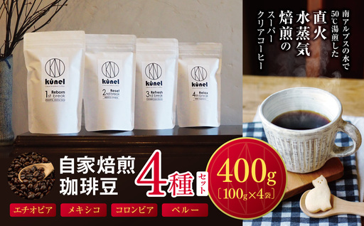 自家焙煎珈琲豆100g4種セット(エチオピア・メキシコ・コロンビア・ペルー)[016-24]