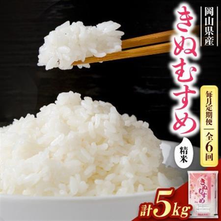 【毎月定期便】【食味鑑定士厳選】岡山県産 きぬむすめ 5kg×1袋全6回【4083357】