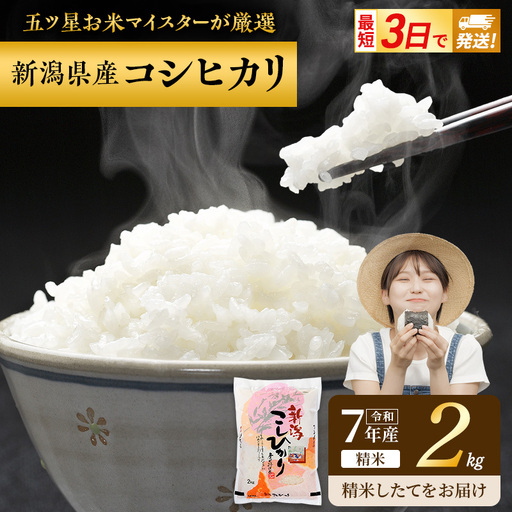 【最短3日配送】新潟県産 コシヒカリ  2kg 新潟県 新潟市産 令和7年産 お米 精米 米 ご飯 送料無料