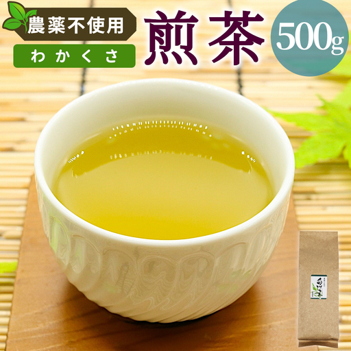 農薬不使用！煎茶 わかくさ 500g 常磐園 美濃白川茶 日本茶 緑茶 煎茶 茶葉 お茶 二番茶 春摘み リーフ 国産 大容量 岐阜県 東白川村 家庭用 事務所用