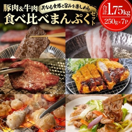 豚肉＆牛肉 7種食べ比べまんぷくセット 合計1.75kg【配送不可地域：離島】【1725889】