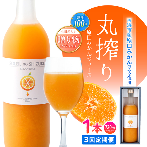 先行予約 3回定期便 原口みかんジュース ソレイユのしずく 720ml [CCK042] 原口みかん