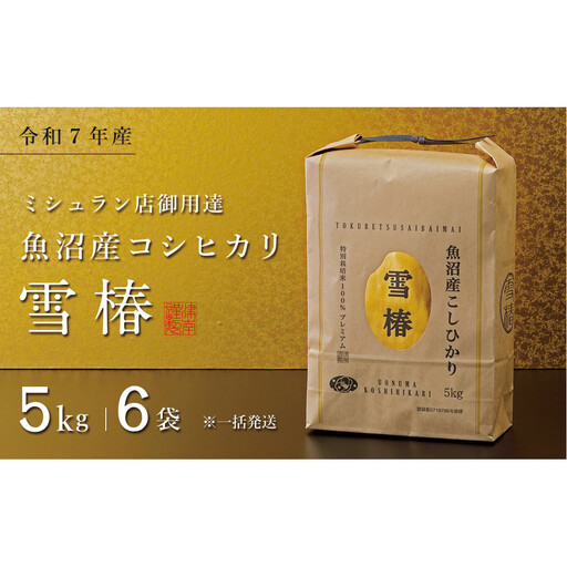 [令和7年産]魚沼産コシヒカリ 雪椿 30kg (5kg×6袋) 特別栽培米 ※一括発送