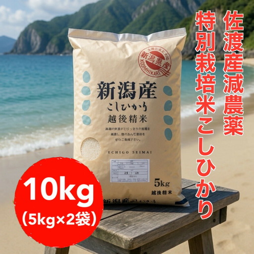 【トキと一緒に育った特別なコシヒカリ】佐渡産 減農薬特別栽培米コシヒカリ 10kg（5kg×2袋）