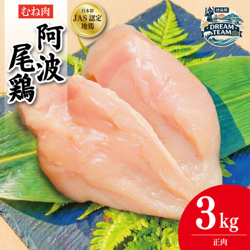 阿波尾鶏 むね肉 正肉 3kg (500g×6パック) 海陽町 ドリームチーム