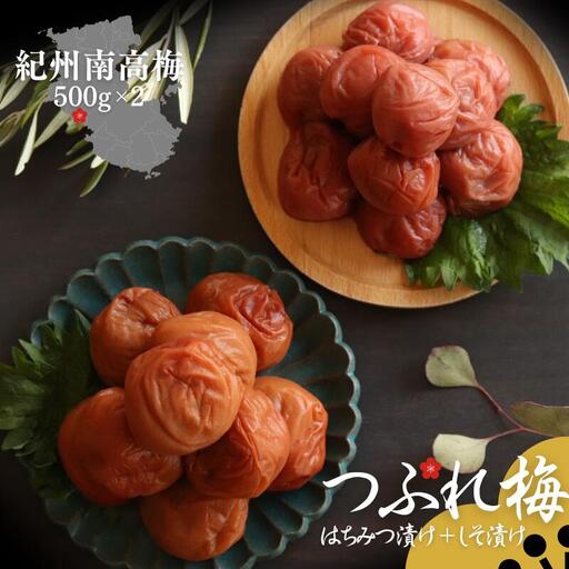 【定期便全12回】 【塩分 はちみつ約8％ しそ漬け約10％】和歌山県紀州南高梅 つぶれ はちみつ漬け＆しそ漬け 訳あり 500g×2｜甘口・爽やか梅干 梅 うめ 減塩【agrjpn-tkb003】