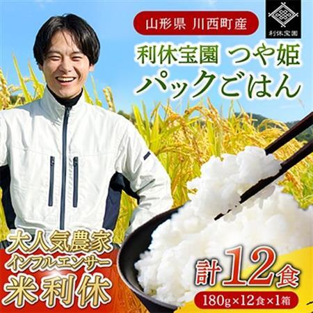 山形県川西町産つや姫 「利休宝園」 パックごはん(精米) 12食(180g×12食×1箱)【1728438】