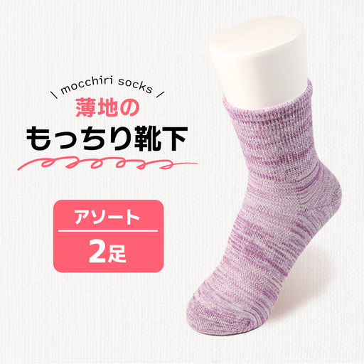 もっちり靴下 薄手 紳士用 2足 カラーおまかせ ソックス