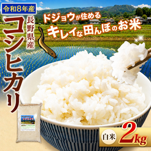 【令和8年産先行予約】『どじょうのいる田んぼのお米』コシヒカリ 白米 2kg | 馬場農園