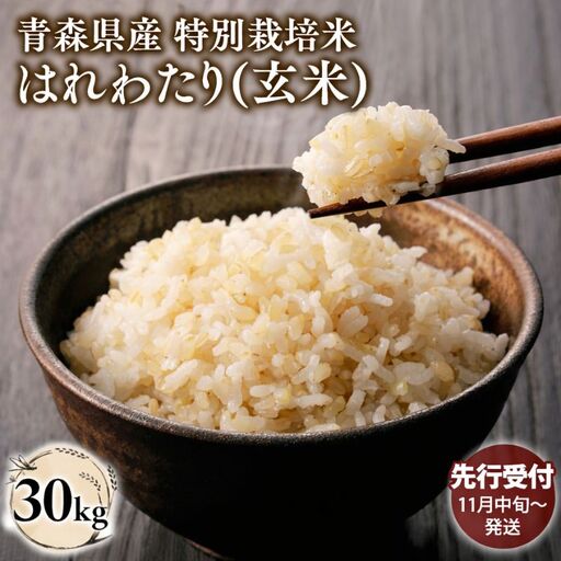 ≪令和8年産 先行予約≫特別栽培米 はれわたり玄米30kg(10kg×3袋)