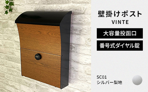 デザイン いろいろ 壁掛けポスト VINTEヴィンテ （シルバー梨地） おしゃれ 壁掛けポスト レターパック ダイヤル F25R-115