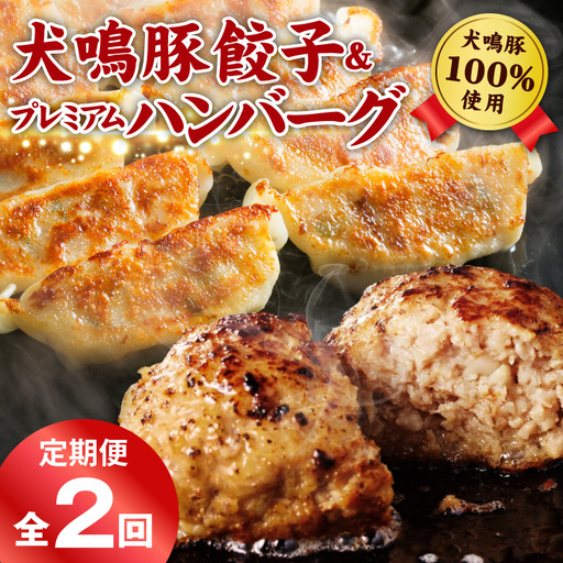 [泉佐野ブランド豚]犬鳴豚餃子 75個/手作りプレミアムハンバーグ(10個入り) 全2回