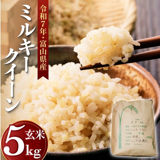 令和7年産 富山県産 ミルキークイーン はさがけ米 玄米 5kg 富山県 氷見市 米 ブランド米