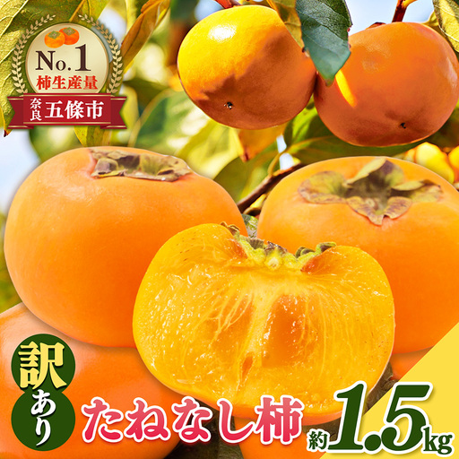 たねなし柿 わけあり!約1.5kg | 大容量 家庭用 奈良県 五條市