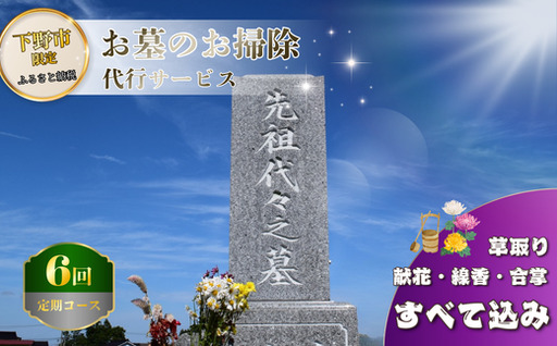 お墓 清掃 代行サービス 選べる回数 6回コース「ふるさとのお墓 心を込めてお掃除します」 掃除 お掃除 代行  栃木県 しもつけ市 下野市