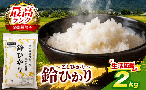 生活応援！ 鈴音ひびく清らかな里で育ったお米 松川村ブランド米 鈴ひかり 特別栽培米 白米 2kg | 乳川の里