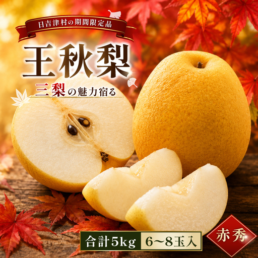 [期間限定]鳥取県産 王秋梨 “赤秀" 5kg(6〜8玉入)[梨 赤梨 赤秀 王秋 おうしゅうなし 5kg 6〜8玉 期間限定 なし ナシ 晩生 果物 くだもの フルーツ 旬 厳選 高糖度 甘い 贈り物 ギフト お取り寄せ 産地直送 鳥取県]