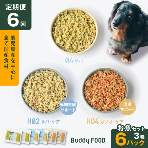 【全6回定期便】Buddy FOOD お魚セット 3種6パック K390-T18_b 国産 魚 さば かつお ペットフード