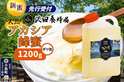 《先行受付》【新蜜】はちみつ 天然十和田 アカシア蜂蜜 1200g ポリ缶