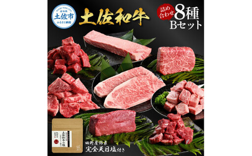 土佐和牛 詰め合わせ8種 Bセット(田野屋銀象完全天日塩付き) 高知県土佐市 [株式会社LATERAL] [BQAU067]