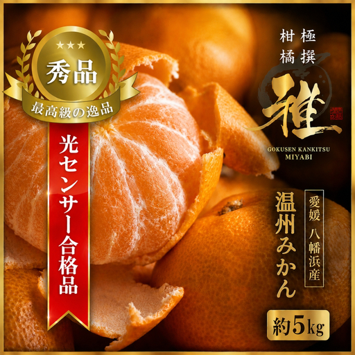 【先行受付】特撰柑橘【雅】光センサー合格品「八幡浜温州みかん」約5キロ 【D39-54】【配送不可地域：離島】【1491404】 YWTF029