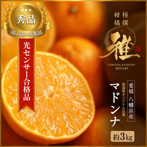 【先行受付】極撰柑橘 【雅】光センサー 合格品・プルプル食感「 マドンナ 」 約3キロ【E39-70】【配送不可地域：離島】【1620366】 YWTF045