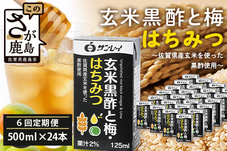 玄米黒酢と梅はちみつ 125ml×24本 6回 定期便 ６カ月 清涼飲料水 飲みやすい サンレイ 紙パック 飲料 飲み物 さわやか サッパリ 健康 美容 抗酸化作用 リピーター 美味しい ストック 定期 常備 人気 送料無料 佐賀県 鹿島市 H-57