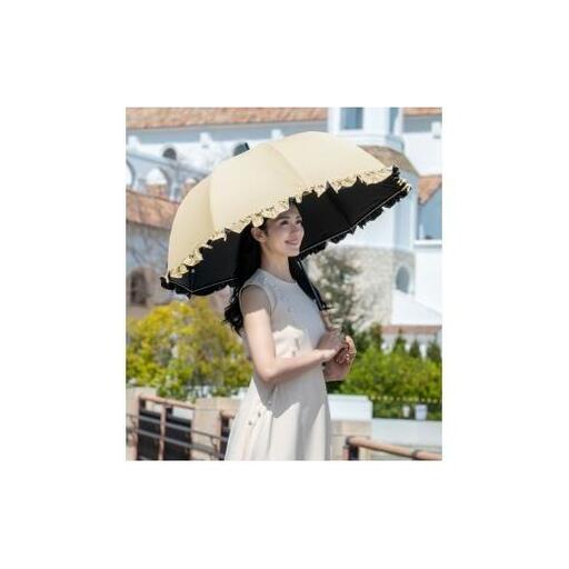 ロサブラン【日傘】ラージ フリル【60cm】【ベージュ】